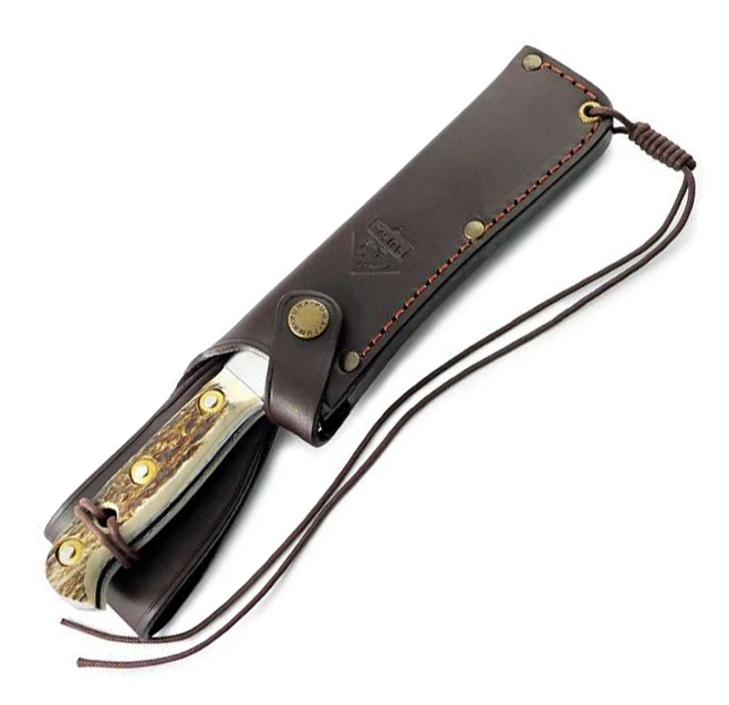 Puma White Hunter Stag Handle Fixed Blade Knife, Leather Sheath - 116375 3 Puma White Hunter Stag Handle Fixed Blade Knife, Leather Sheath - 116375