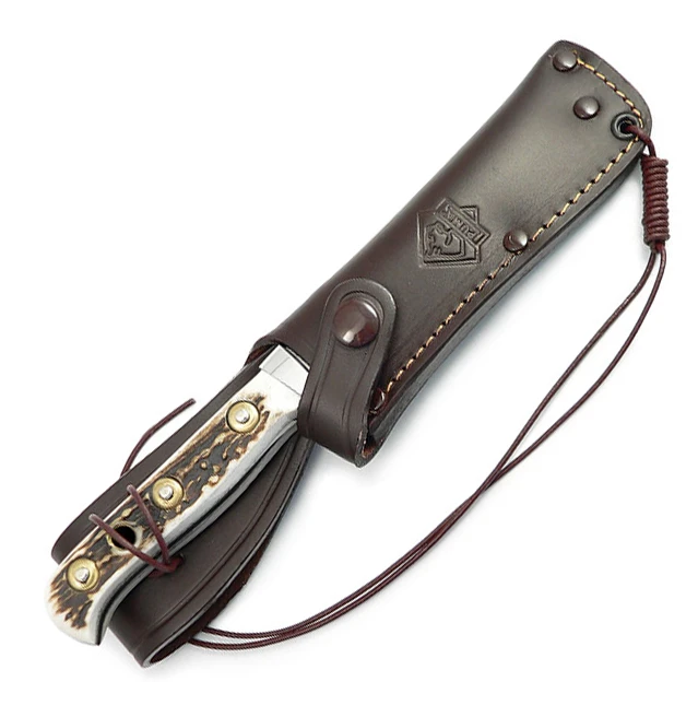 Puma Stag Handle Hunting Skinner Fixed Blade Knife, Leather Sheath - Model 116393 4 Puma Stag Handle Hunting Skinner Fixed Blade Knife, Leather Sheath - Model 116393 - Image 2