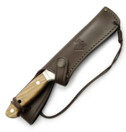 Puma White Hunter 240 Olive Wood Handle Fixed Blade Knife, Leather Sheath - 126009