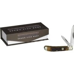 Rough Ryder Trapper Brown Stag Bone Folding Knife RR1848
