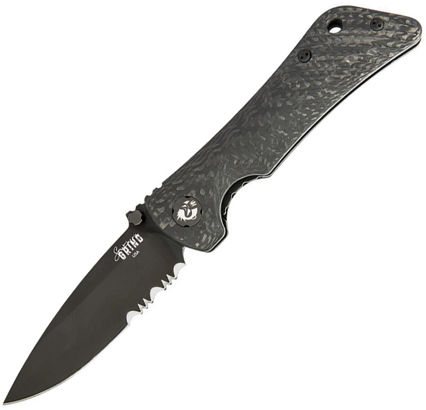Southern Grind Spider Monkey Black Serrated S35VN Carbon Fibre Folder Knife 3 Southern Grind Spider Monkey Black Serrated S35VN Carbon Fibre Folder Knife